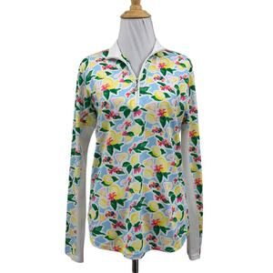 SanSoleil Shirt Womens S Small Multi Lemons Martini Print Vented Sleeves Golf